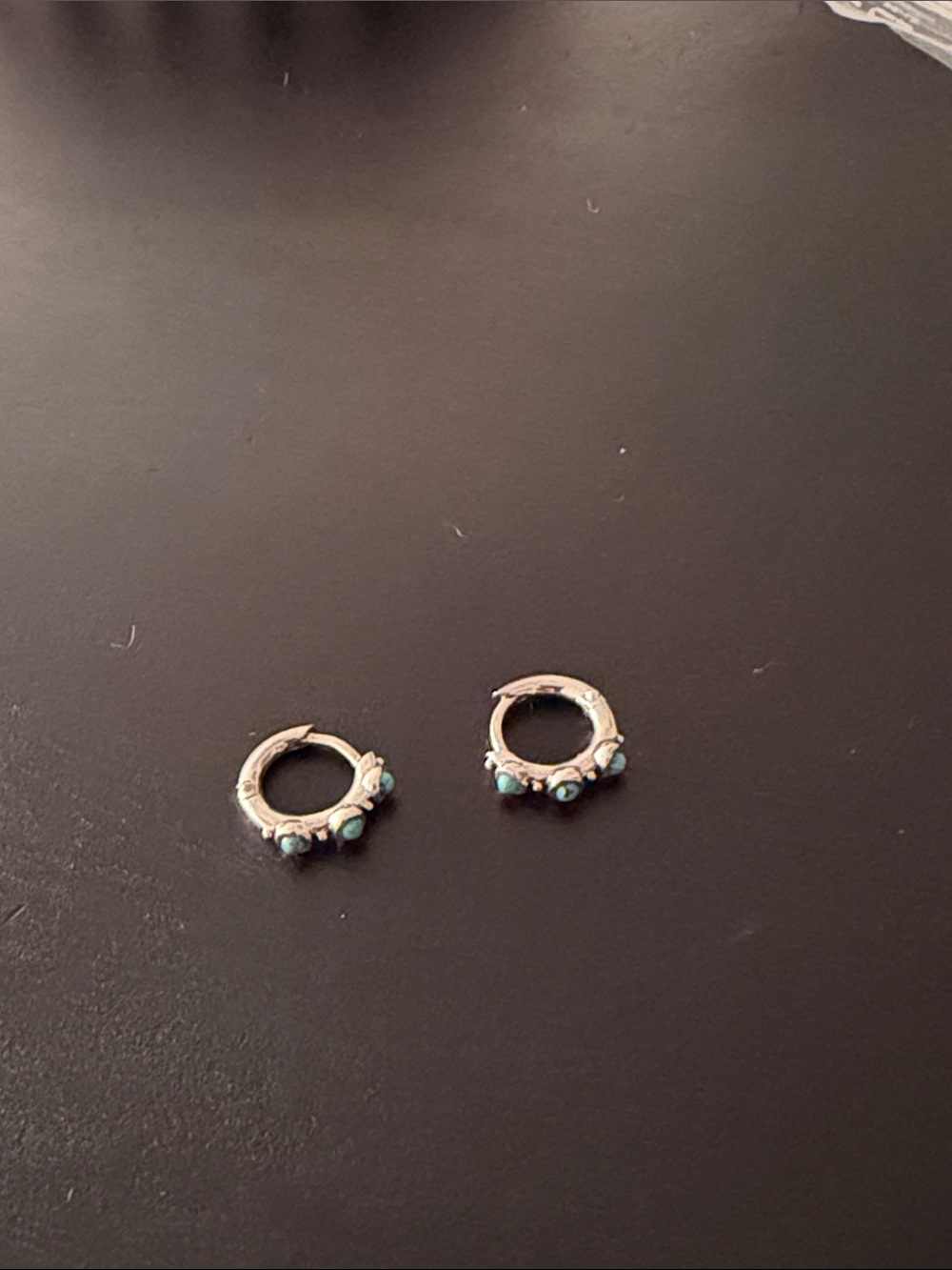 Sterling Silver Turquoise Accent Hoop Earrings